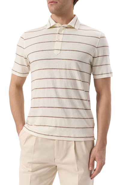 Поло изо льна и хлопка BRUNELLO CUCINELLI, арт. MW8343936P, фото 3