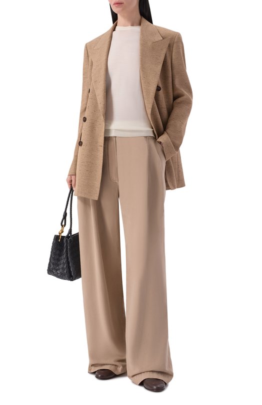 Брюки из хлопка и льна Brunello Cucinelli ML996P5896 Бежевый  ML996P5896 Фото 2