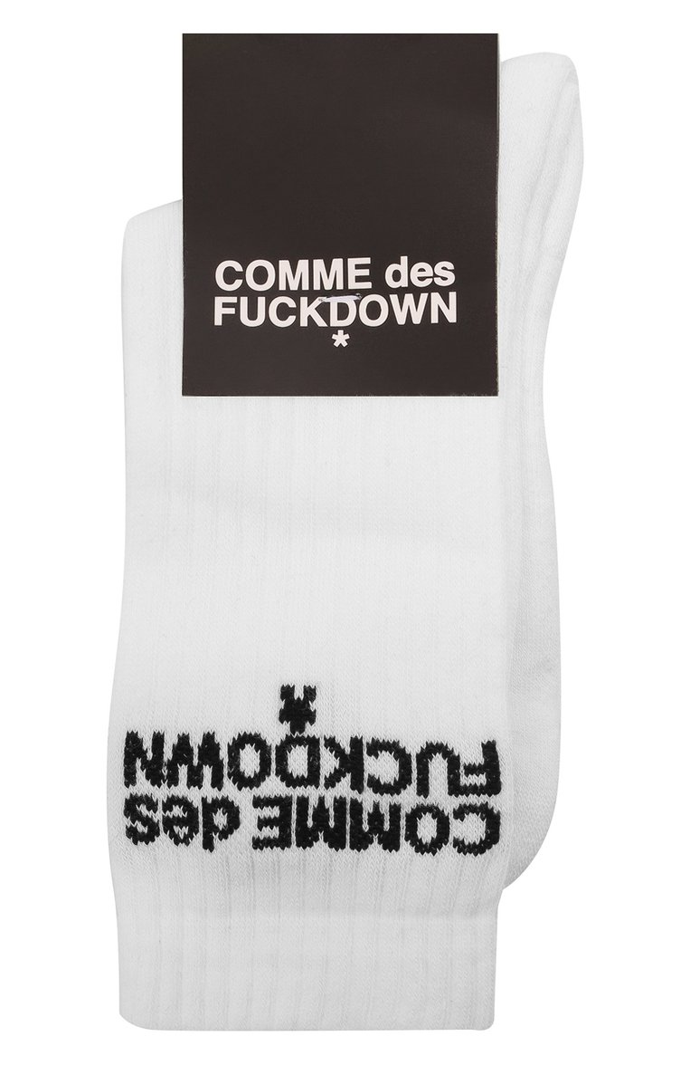Мужские хлопковые носки COMME DES FUCKDOWN белого цвета, арт. CDFA575 | Фото 1 (Материал внешний: Хлопок, Синтетический материал; Кросс-КТ: бельё; Нос: Не проставлено)