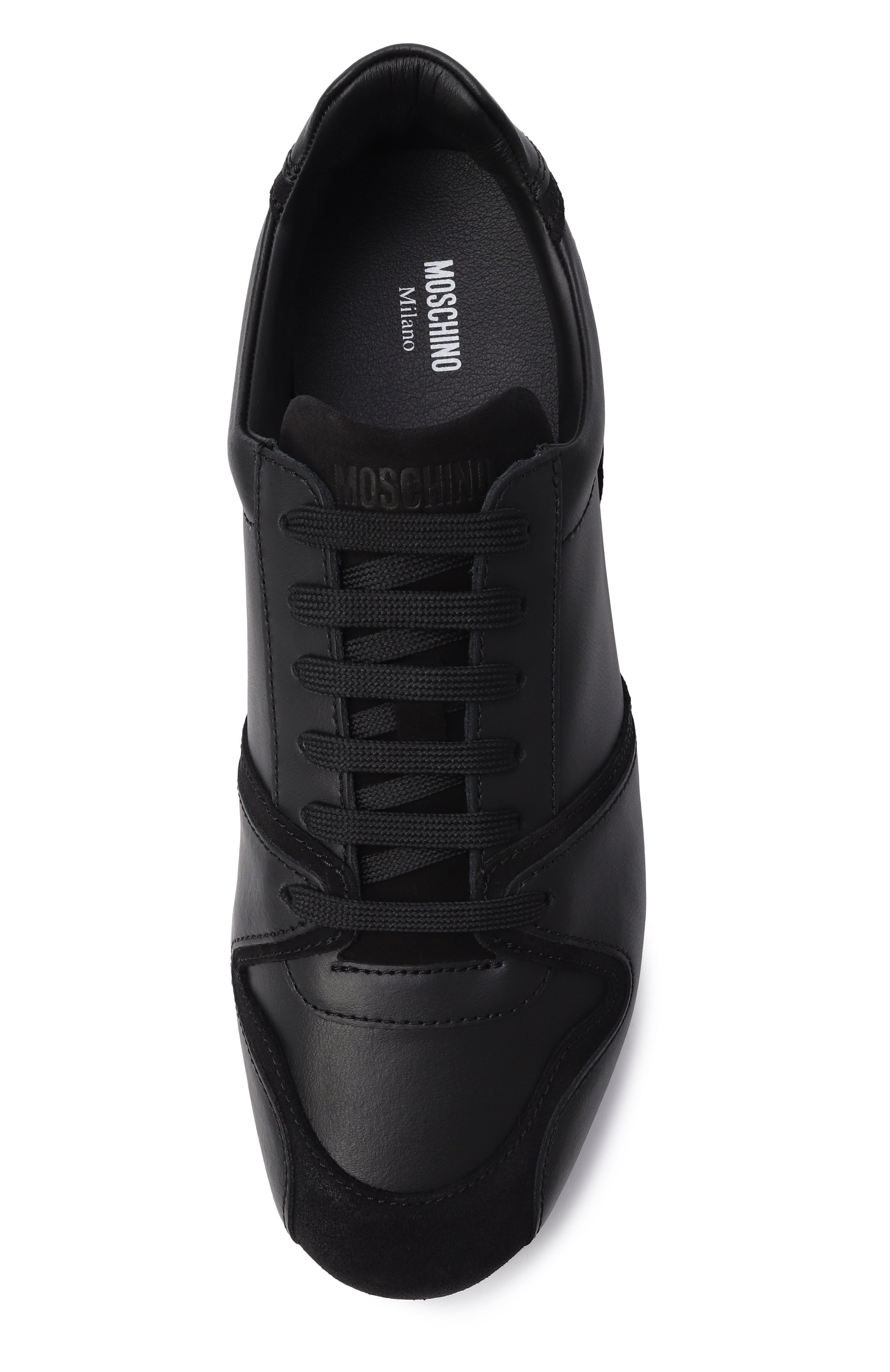 Кожаные кеды MOSCHINO черного цвета по цене 55750 руб., арт. MB15021G00/GAA, фото 5 Кожаные кеды MOSCHINO, арт. MB15021G00/GAA, фото 5