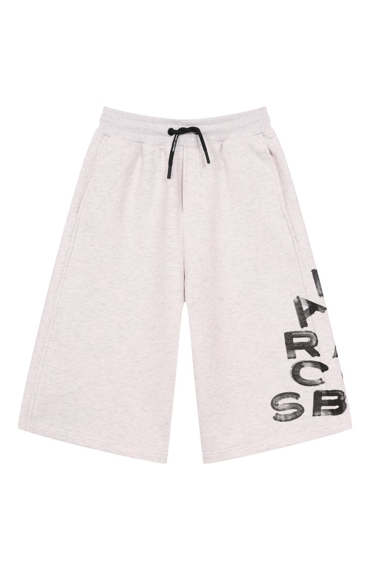 Детские хлопковые шорты MARC JACOBS (THE) светло-бежевого цвета, арт. W60480 | Фото 1 (Материал внешний: Хлопок; Нос: Не проставлено; Случай: Повседневный; Ростовка одежда: 9 лет | 134 см, 3 года | 98 см, 12 лет | 152 см, 13 - 15 лет | 158 см, 4 года | 104 см, 5 лет | 110 см, 7 лет | 122 см)