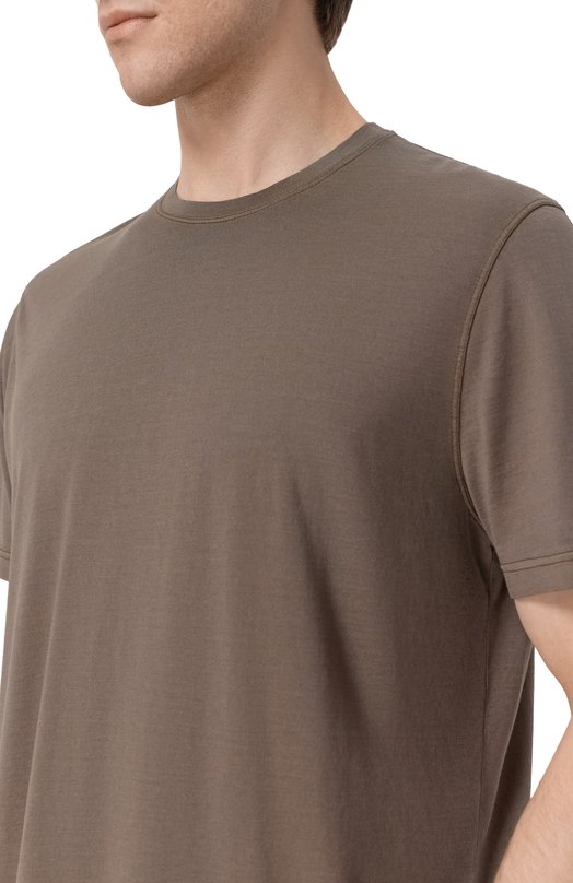 Футболка из шелка и хлопка Kiton UMK0874 Коричневый  UMK0874 Фото 5