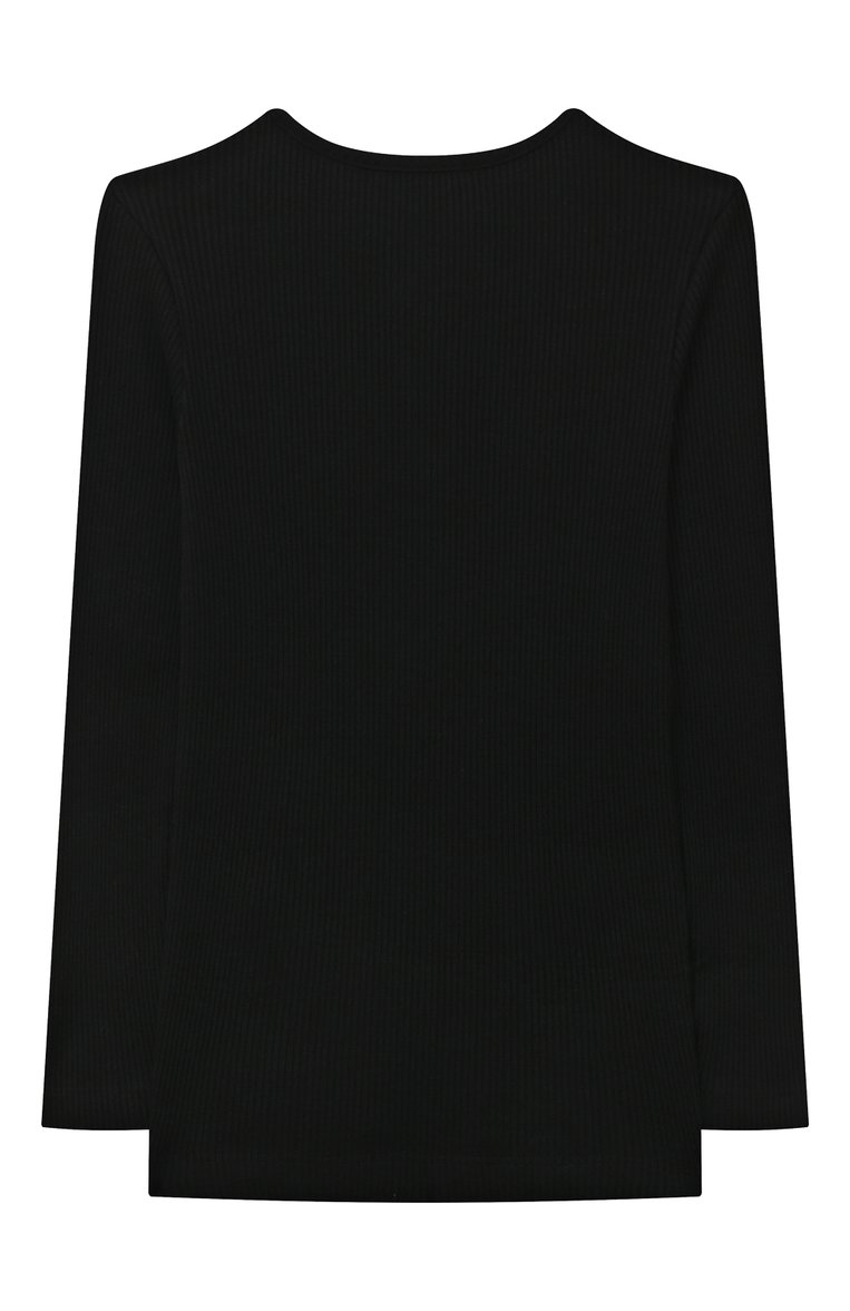 Детская шерстяной лонгслив BALMAIN черного цвета, арт. BT9A90 | Фото 2 (Рукава: Длинные; Материал внешний: Шерсть; Девочки Кросс-КТ: Лонгслив-одежда)