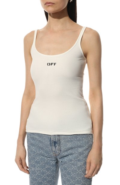 Хлопковая майка OFF-WHITE молочного цвета по цене 28950 руб., арт. 0WAD072C99JER001, фото 3 Хлопковая майка OFF-WHITE, арт. 0WAD072C99JER001, фото 3