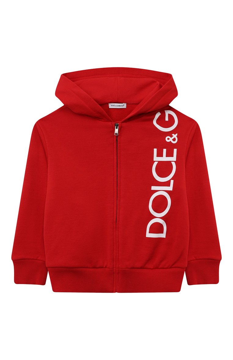 Детский хлопковая толстовка DOLCE & GABBANA красного цвета, арт. L4JWFN/G7IXP/2-6 | Фото 1 (Рукава: Длинные; Материал внешний: Хлопок; Мальчики Кросс-КТ: Толстовка-одежда; Драгоценные камни: Проставлено; Нос: Не проставлено; Материал сплава: Проставлено)