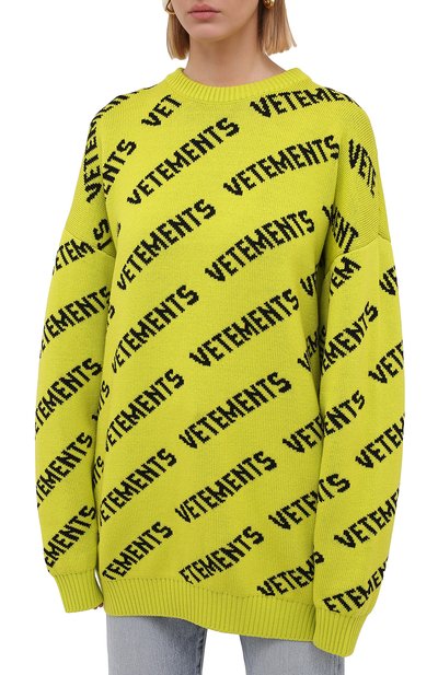Шерстяной свитер VETEMENTS зеленого цвета по цене 96550 руб., арт. UA52KN600Y 2901/W, фото 3 Шерстяной свитер VETEMENTS, арт. UA52KN600Y 2901/W, фото 3