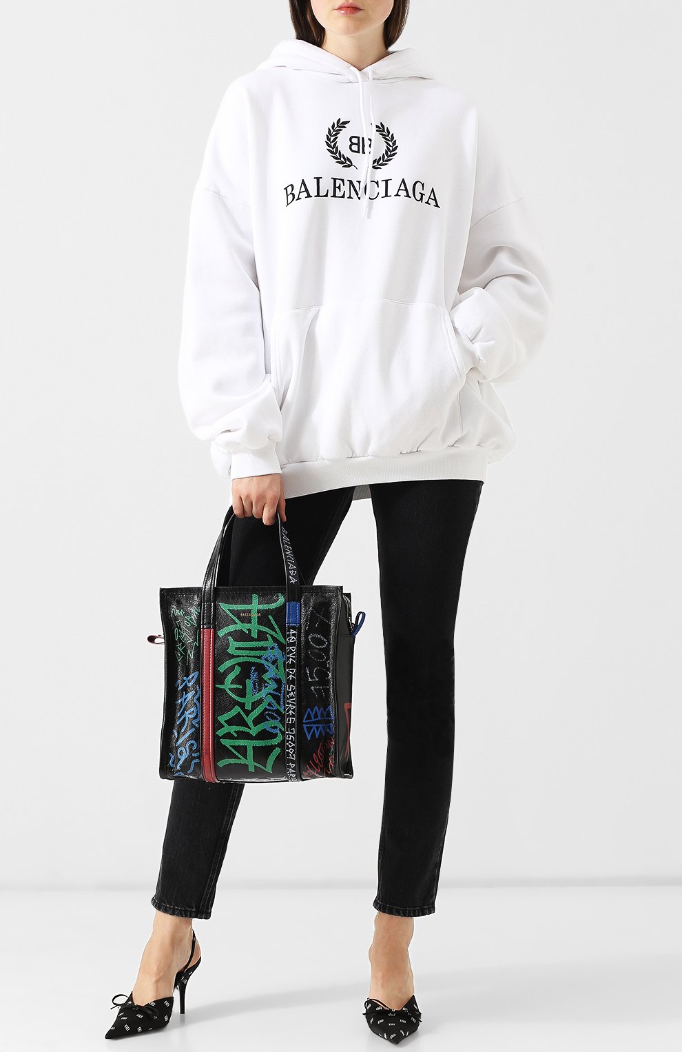 Сумка bazar s graffiti BALENCIAGA, арт. 513990/0FE0N, фото 2