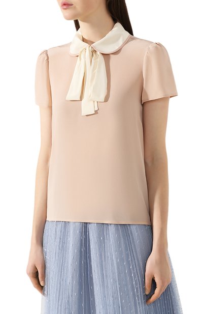 Шелковый топ REDVALENTINO розового цвета по цене 39950 руб., арт. TR3AAB10/48P, фото 3 Шелковый топ REDVALENTINO, арт. TR3AAB10/48P, фото 3