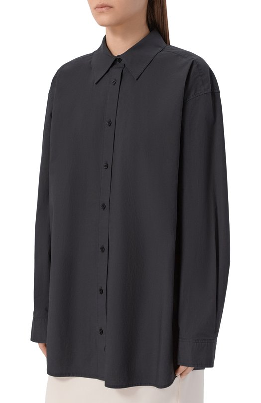 Хлопковая рубашка TOTEME 252-WRT0480-FB0415 Чёрный  252-WRT0480-FB0415 Фото 3