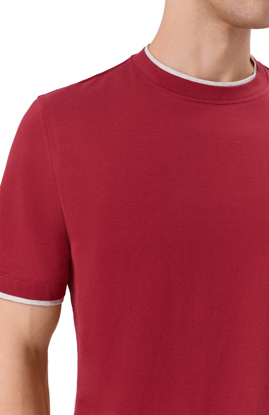 Хлопковая футболка Brunello Cucinelli M0B137427 Красный  M0B137427 Фото 5