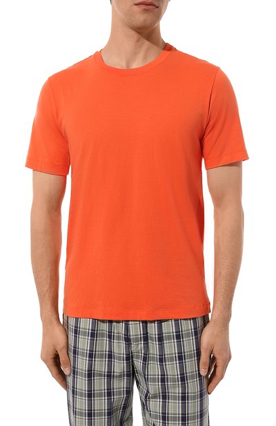 Хлопковая футболка HANRO оранжевого цвета по цене 9660 руб., арт. 075050, фото 3 Хлопковая футболка HANRO, арт. 075050, фото 3