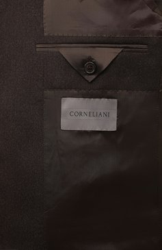 Мужской шерстяной костюм CORNELIANI темно-коричневого цвета, арт. 926005-925005/3818111 | Фото 9 (Драгоценные камни: Проставлено; Рукава: Длинные; Материал сплава: Проставлено; Материал внешний: Шерсть; Костюмы М: Однобортный; Стили: Классический; Материал подклада: Купро)