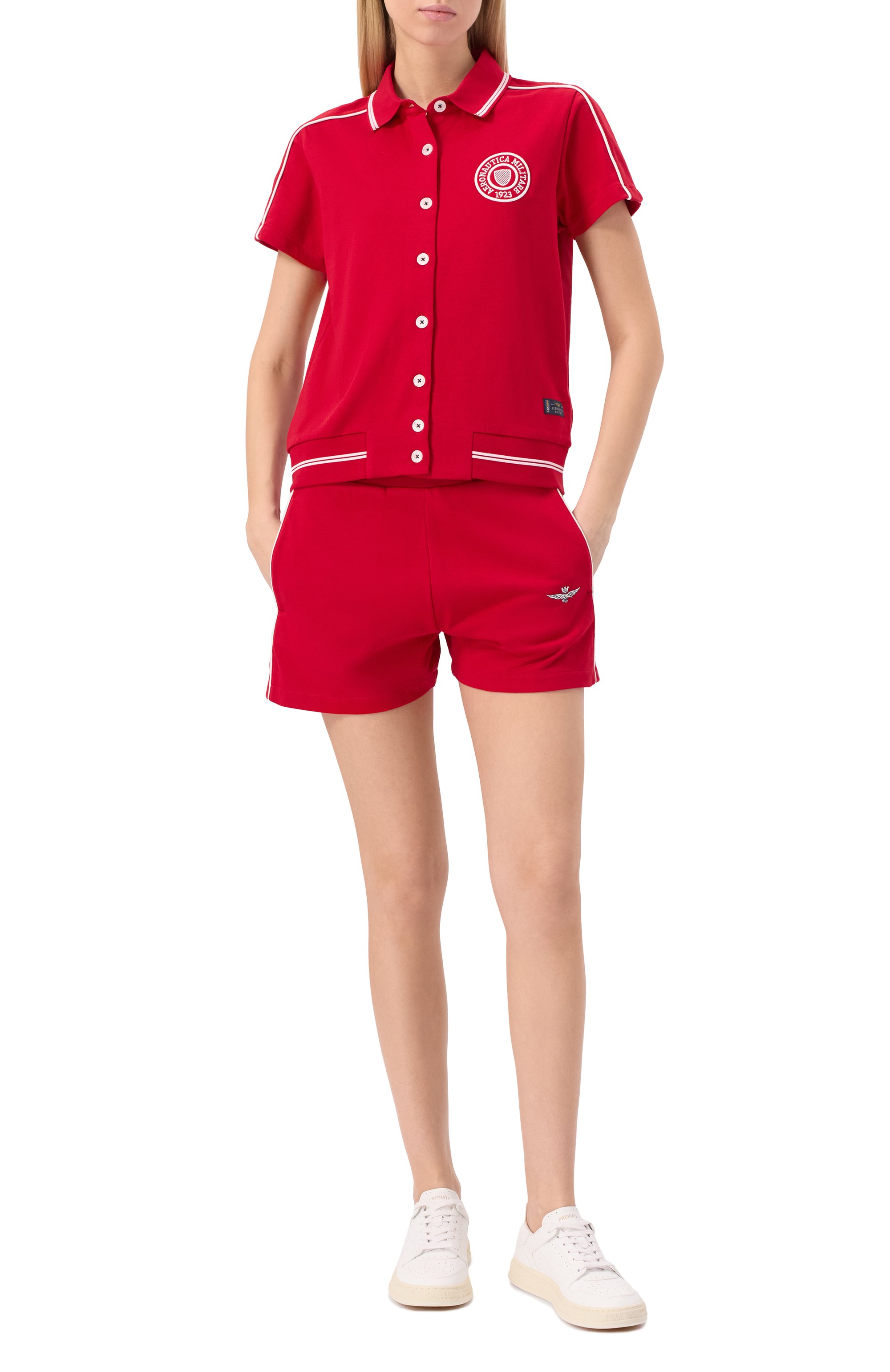 Хлопковый костюм AERONAUTICA MILITARE красного цвета по цене 32050 руб., арт. TF078DF582, фото 1 Хлопковый костюм AERONAUTICA MILITARE, арт. TF078DF582, фото 1