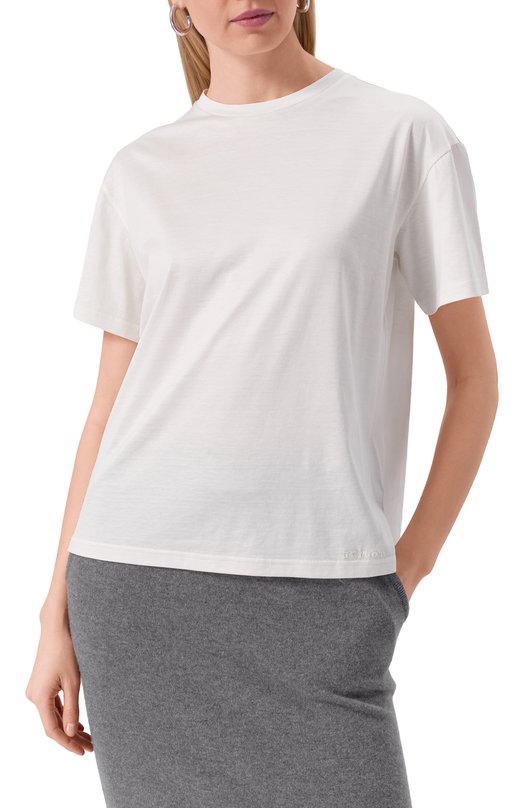 Футболка из шелка и хлопка Kiton D59418K0925F04 Белый  D59418K0925F04 Фото 3