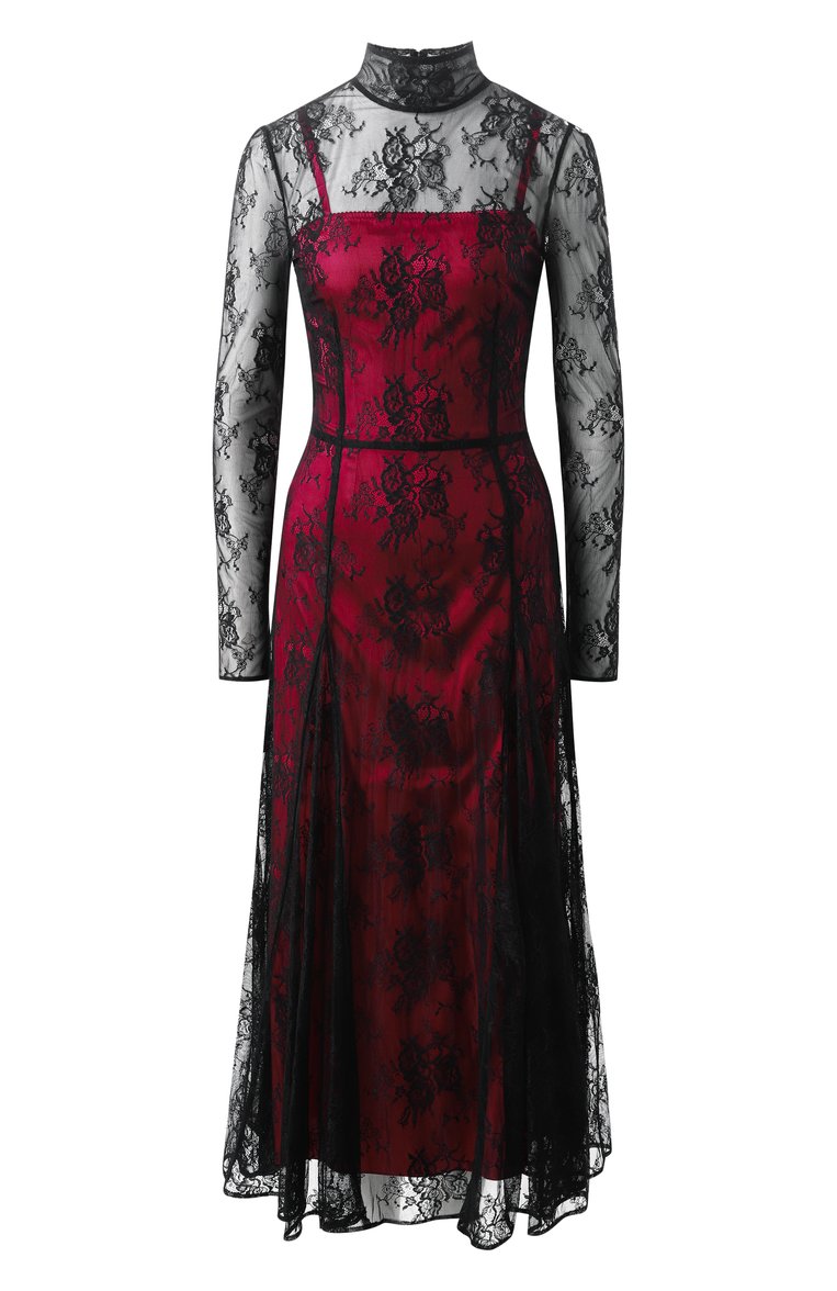 Женское платье DOLCE & GABBANA разноцветного цвета, арт. F6J0RT/FLREW | Фото 1 (Рукава: Длинные; Длина Ж (юбки, платья, шорты): Миди; Женское Кросс-КТ: Платье-одежда; Стили: Романтичный; Случай: Коктейльный; Материал внешний: Синтетический материал; Автоматизация состава: Проставлено; Автоматизация ТО: Проставлено; Размерность: Идёт в размер; Re-sync: On)