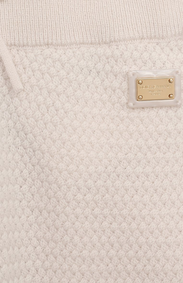 Детские джоггеры из шерсти и кашемира DOLCE & GABBANA кремового цвета, арт. L1KP04/JFMFB | Фото 3 (Нос: Не проставлено; Материал сплава: Проставлено; Материал внешний: Шерсть; Кросс-КТ НВ: Джоггеры; Ростовка одежда: 6 мес | 68 см, 9 мес | 74 см, 12 мес | 80 см, 18 мес | 86 см, 3 мес | 62 см)