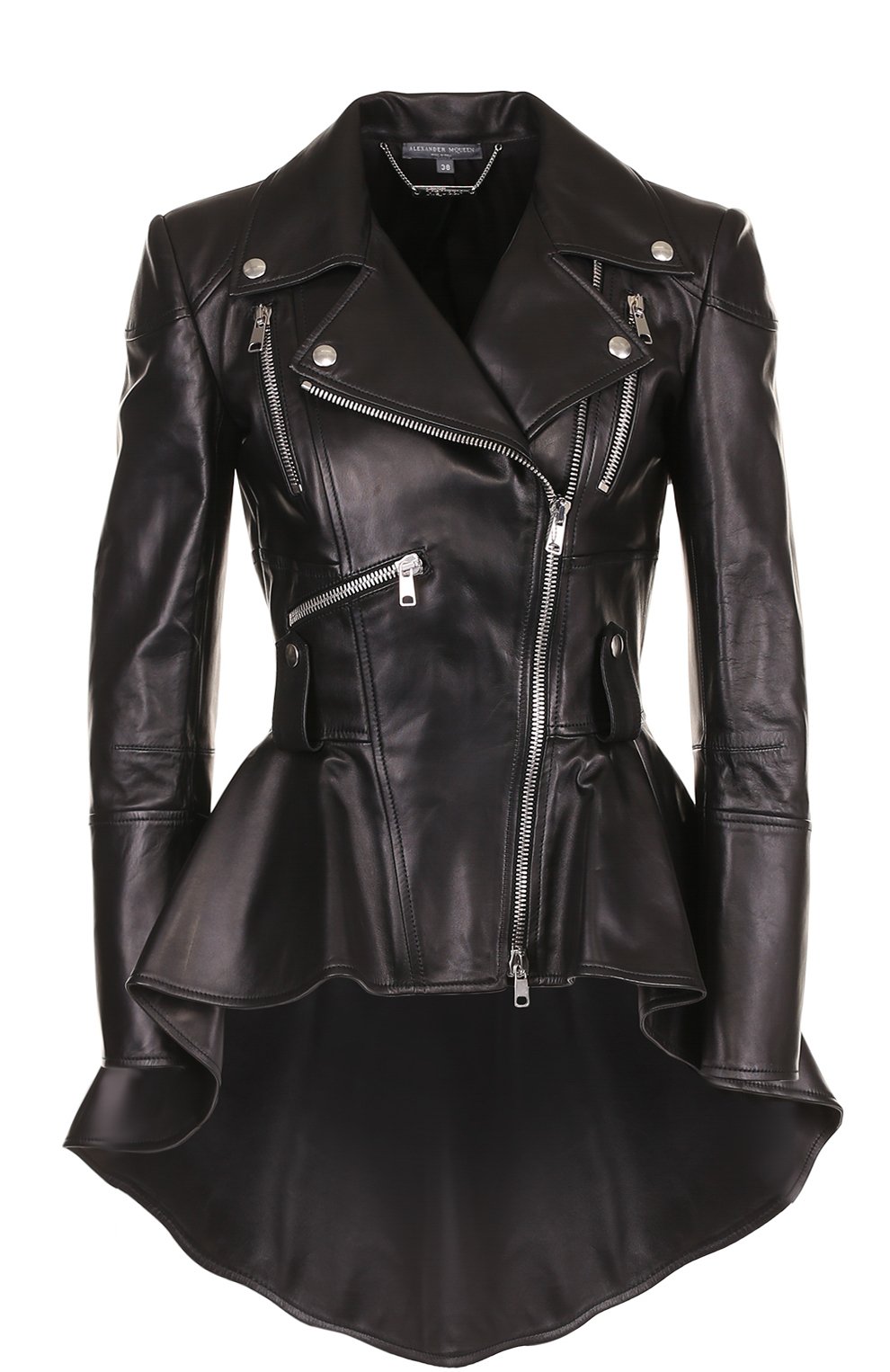 Кожаная куртка асимметричного кроя с косой молнией ALEXANDER MCQUEEN, арт. 484237/Q5KSE, фото 1