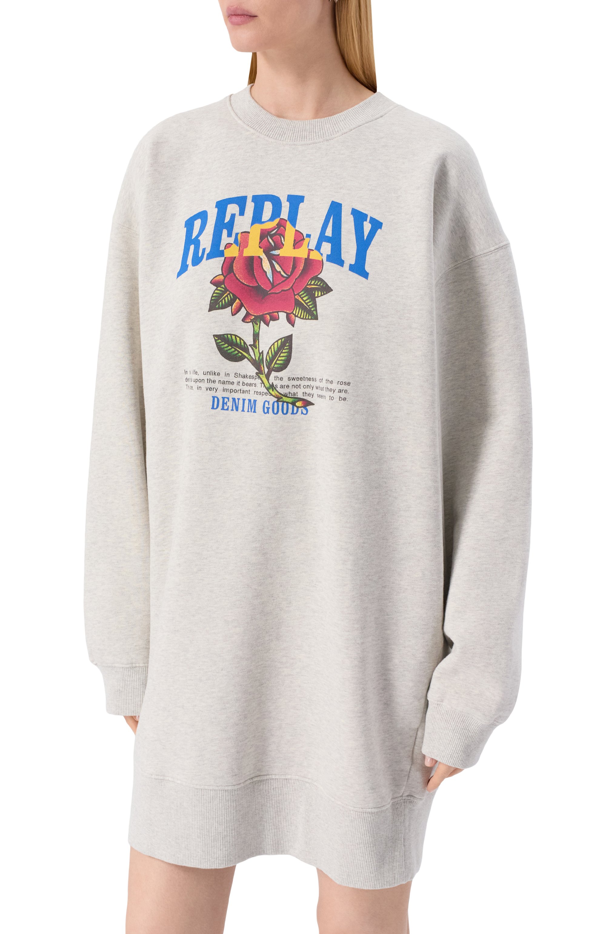 Хлопковое платье REPLAY серого цвета по цене 23500 руб., арт. W9224 .000.23942, фото 3 Хлопковое платье REPLAY, арт. W9224 .000.23942, фото 3