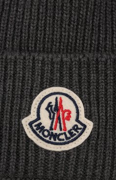 Мужская шерстяная шапка MONCLER темно-серого цвета, арт. G2-091-3B705-00-A9342 | Фото 3 (Материал: Текстиль, Шерсть; Кросс-КТ: Трикотаж; Материал сплава: Проставлено; Нос: Не проставлено)