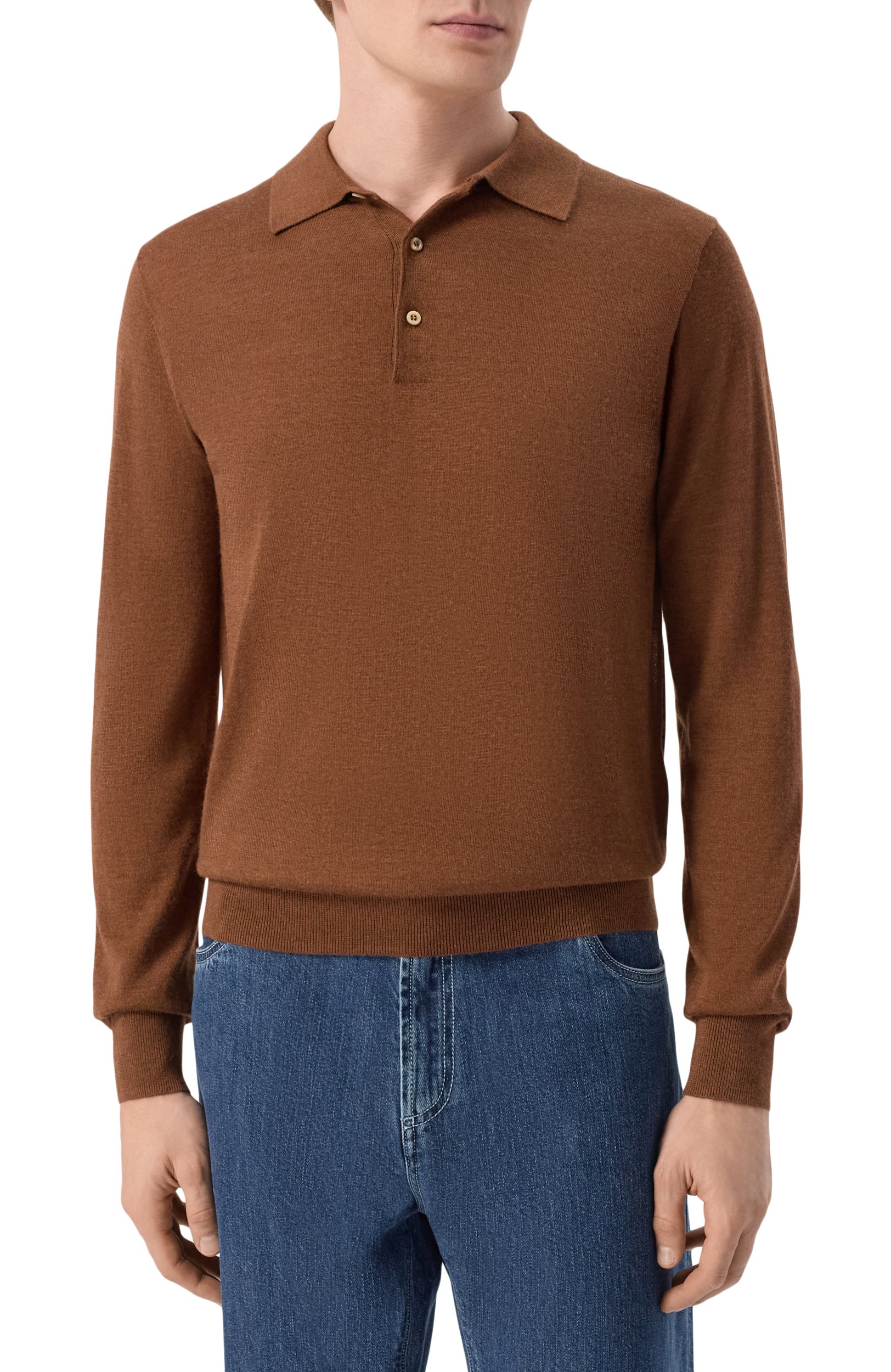 Поло из кашемира и шелка CORNELIANI коричневого цвета по цене 79950 руб., арт. 28M539/2A25129, фото 3 Поло из кашемира и шелка CORNELIANI, арт. 28M539/2A25129, фото 3