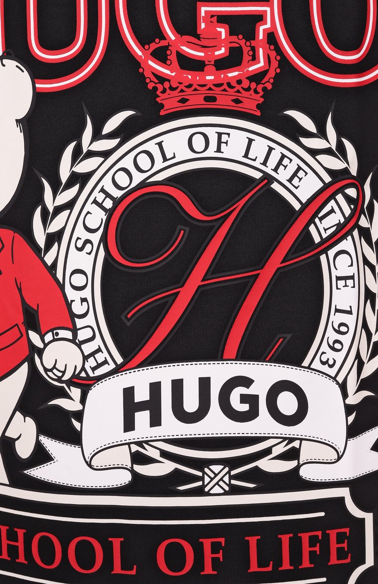Мужская хлопковая футболка HUGO черного цвета, арт. 50538254 | Фото 6 (Материал внешний: Хлопок; Длина (для топов): Стандартные; Рукава: Короткие; Стили: Кэжуэл; Принт: С принтом; Мужское Кросс-КТ: Футболка-одежда)