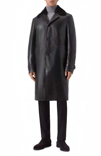 Кожаное пальто с воротником из норки MVST, арт. M25.1PM.C003, фото 3