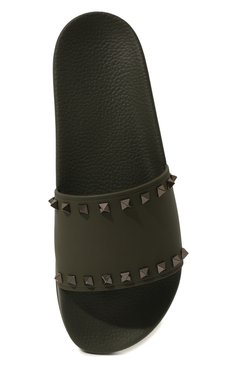 Мужские шлепанцы rockstud VALENTINO хаки цвета, арт. RY2S0873/JGC | Фото 6 (Материал сплава: Проставлено, Проверено; Нос: Не проставлено; Материал внутренний: Текстиль; Статус проверки: Проверено, Проверена категория; Материал внешний: Пластик, Резина; Длина стельки: 25,0, 25,6, 26,3, 27,0, 27,6, 28,3, 29,0, 29,6)