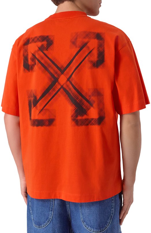 Хлопковая футболка Off-White 0MAA120S25JER00F Оранжевый  0MAA120S25JER00F Фото 4