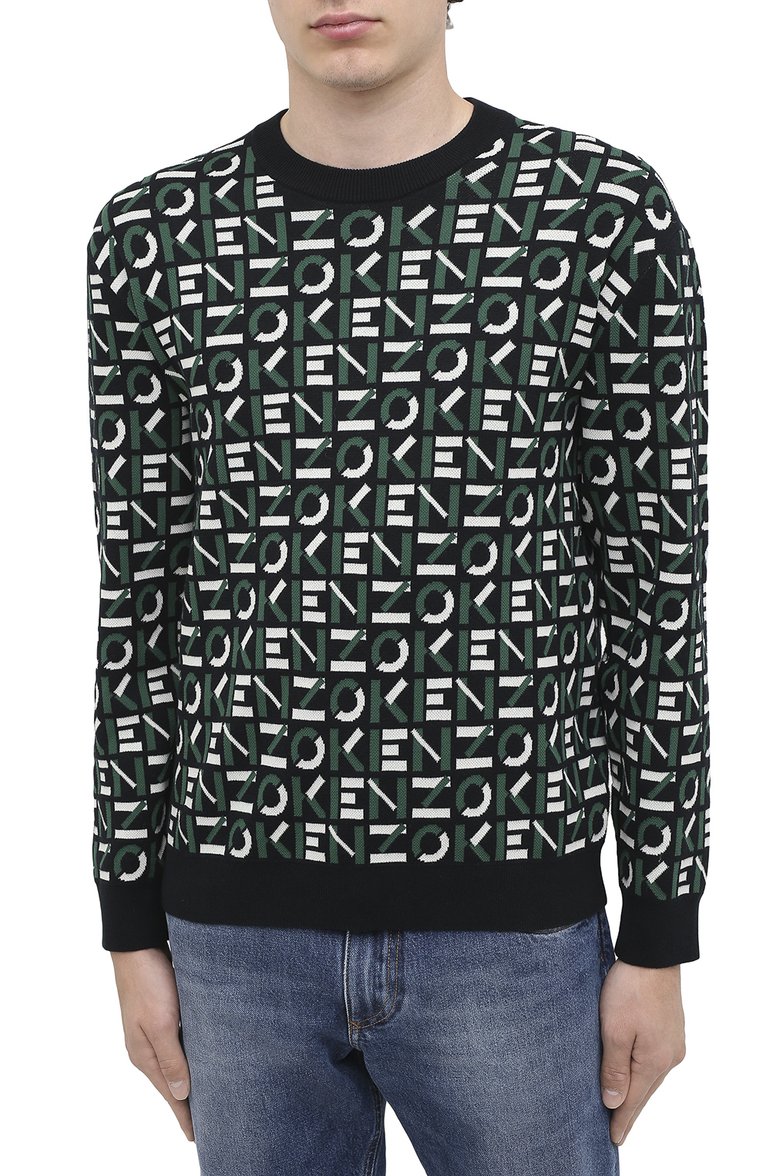 Мужской джемпер kenzo sport KENZO зеленого цвета, арт. FA65PU5313SC | Фото 3 (Материал внешний: Синтетический материал, Хлопок; Рукава: Длинные; Длина (для топов): Стандартные; Принт: С принтом; Мужское Кросс-КТ: Джемперы; Стили: Кэжуэл; Вырез: Круглый)