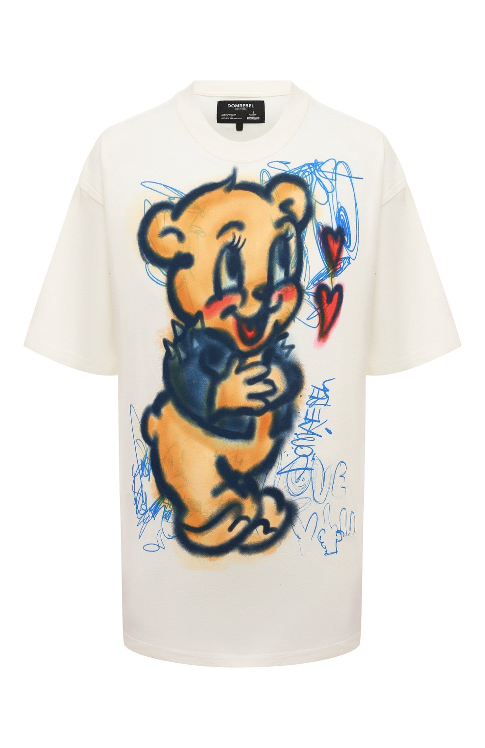 Хлопковая футболка DOMREBEL кремового цвета по цене 15550 руб., арт. CHARMED/T-SHIRT/W, фото 1 Хлопковая футболка DOMREBEL, арт. CHARMED/T-SHIRT/W, фото 1
