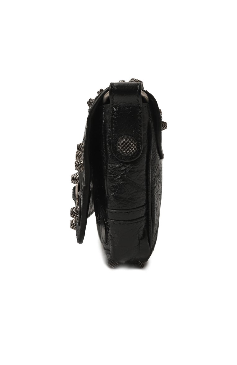 Мужская кожаная сумка le cagole BALENCIAGA черного цвета, арт. 719082/210KR | Фото 4 (Ремень/цепочка: На ремешке; Размер: small; Материал: Натуральная кожа; Автоматизация ТО: Проставлено; Автоматизация состава: Проставлено)