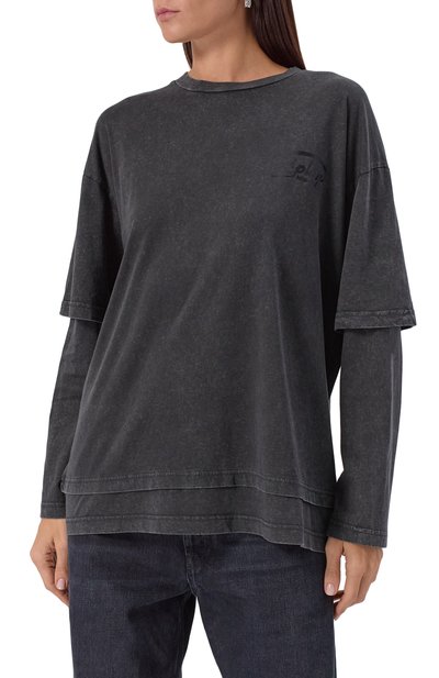 Хлопковый лонгслив REPLAY темно-серого цвета по цене 9950 руб., арт. W3448 .000.22658HM, фото 3 Хлопковый лонгслив REPLAY, арт. W3448 .000.22658HM, фото 3