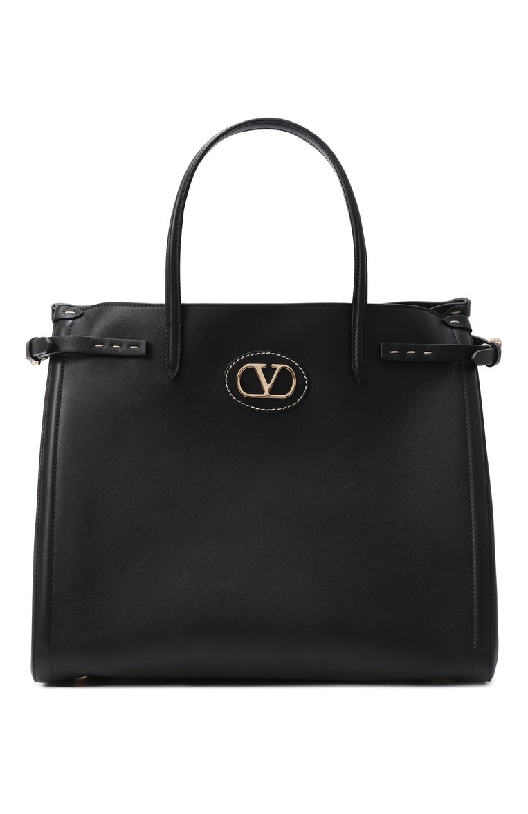 Женская сумка-тоут antibes medium VALENTINO черного цвета, арт. 6W2B0R19/CVC | Фото 1 (Ремень/цепочка: На ремешке; Размер: medium; Материал: Натуральная кожа)