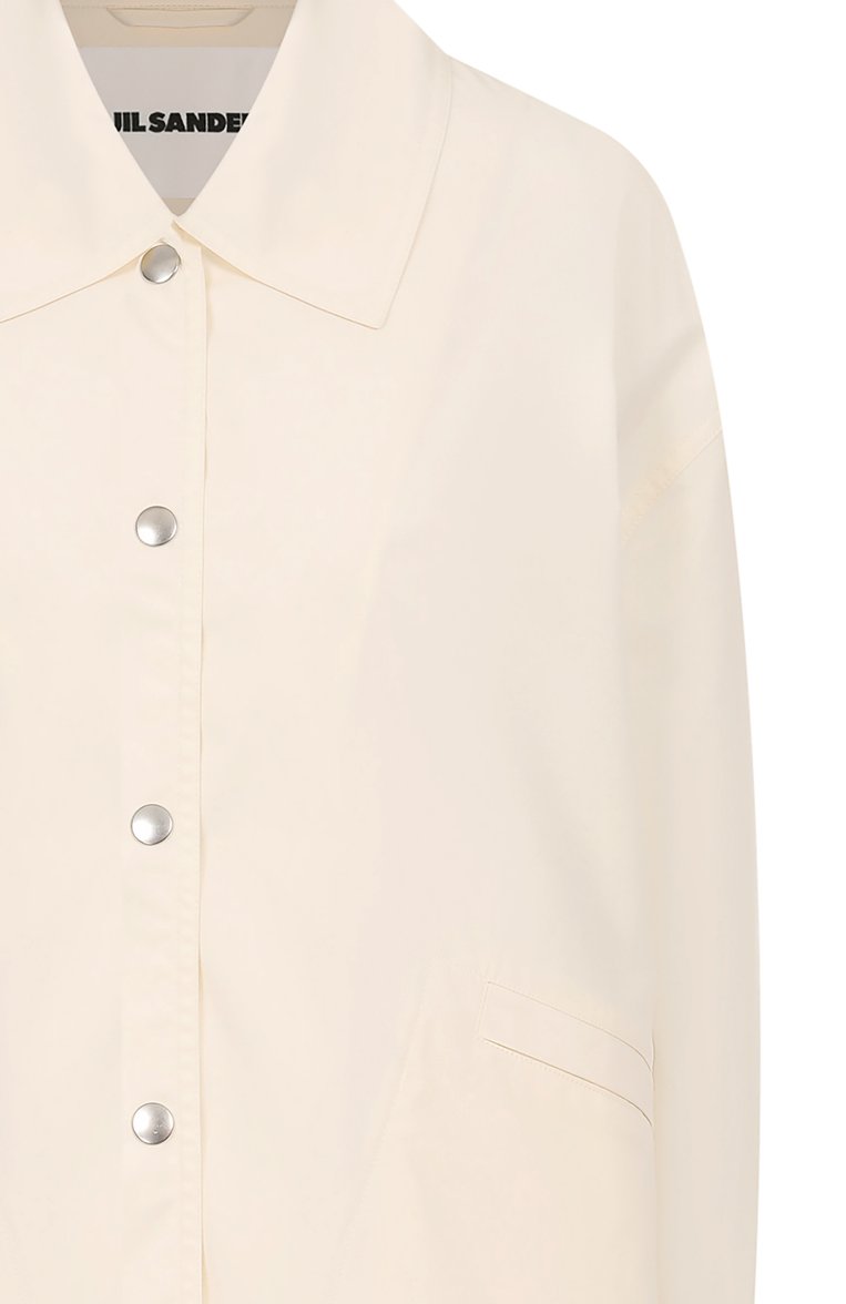 Женская хлопковая куртка JIL SANDER кремового цвета, арт. J04AM0001-J45026 | Фото 6 (Материал внешний: Хлопок; Рукава: Длинные; Длина (верхняя одежда): Короткие; Кросс-КТ: Куртка, Легкие; Стили: Минимализм)