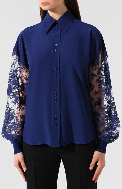 Шелковая рубашка GIVENCHY голубого цвета по цене 92500 руб., арт. BW60LC12EH, фото 3 Шелковая рубашка GIVENCHY, арт. BW60LC12EH, фото 3