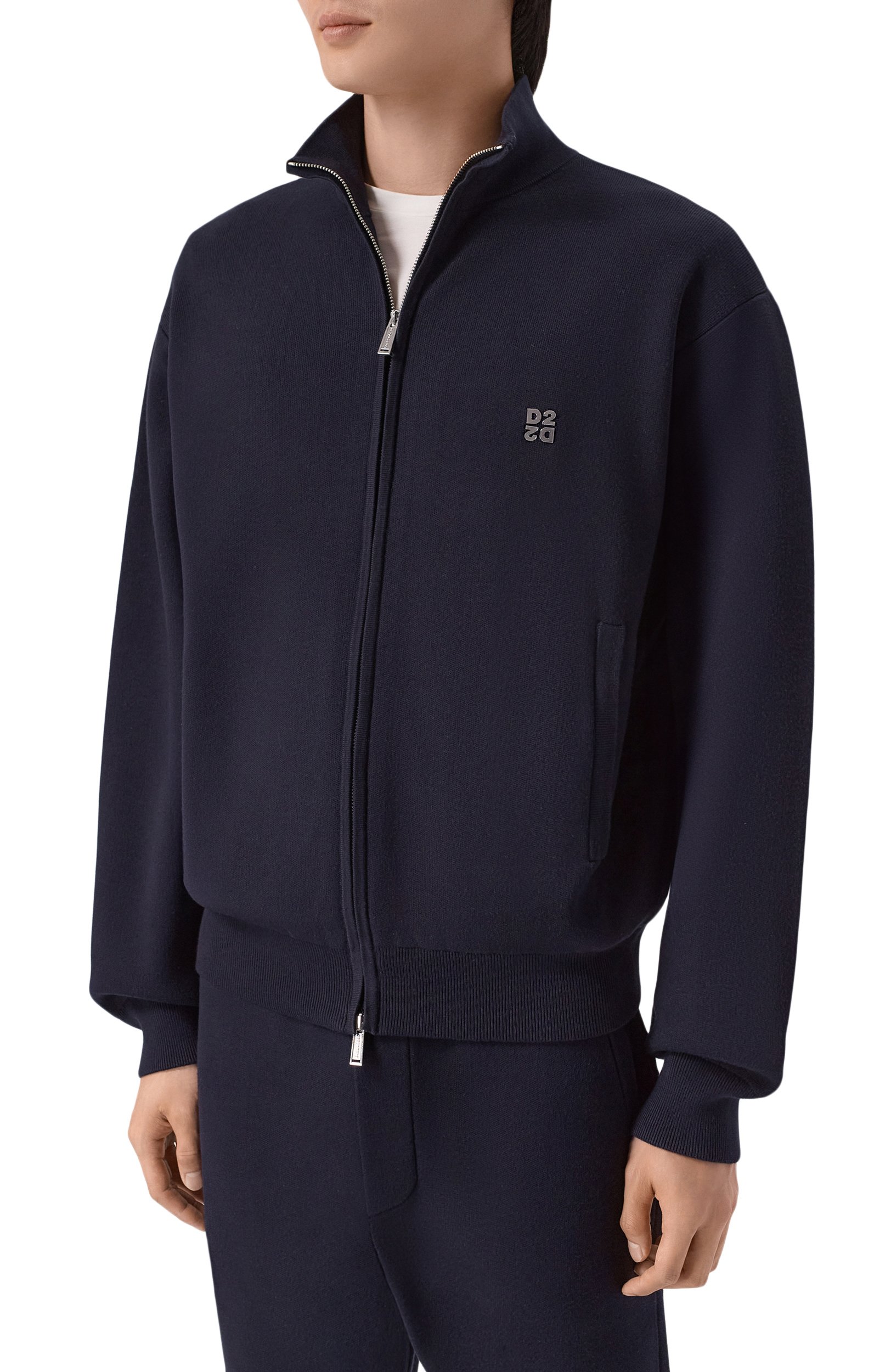 Толстовка из вискозы DSQUARED2 темно-синего цвета по цене 89950 руб., арт. S74HA1637/D13230, фото 3 Толстовка из вискозы DSQUARED2, арт. S74HA1637/D13230, фото 3