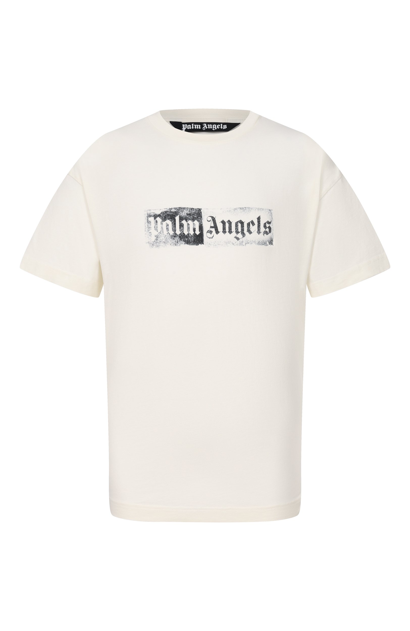 Хлопковая футболка PALM ANGELS кремового цвета по цене 22500 руб., арт. PAMAA001JR005, фото 1 Хлопковая футболка PALM ANGELS, арт. PAMAA001JR005, фото 1