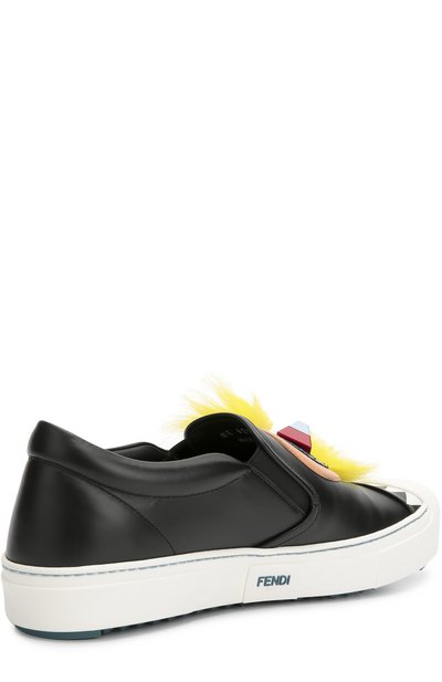 Кожаные слипоны с декором и меховой отделкой FENDI, арт. 8E6219/86F, фото 4