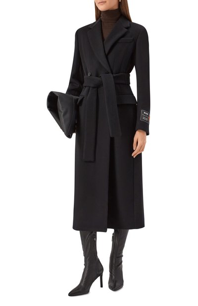 Шерстяное пальто MSGM черного цвета по цене 89950 руб., арт. 3941MDC10/257603, фото 2 Шерстяное пальто MSGM, арт. 3941MDC10/257603, фото 2