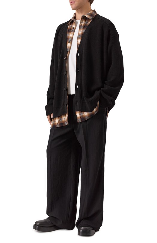 Кардиган изо льна и шерсти Juun.J JC5851P615 Чёрный  JC5851P615 Фото 2