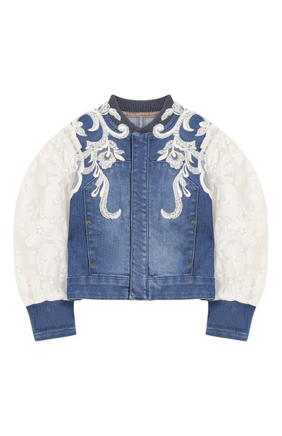 Джинсовая куртка с кружевной отделкой YUDASHKIN KIDS, арт. 219-KTGU-330013, фото 1