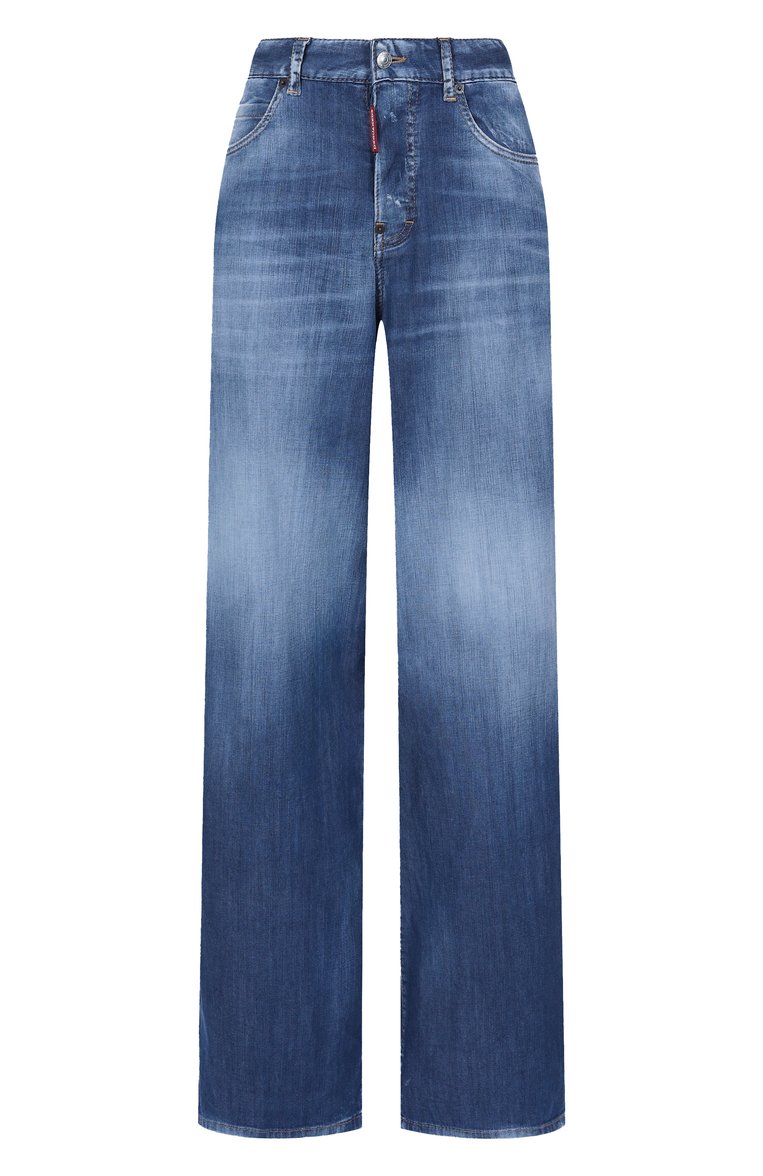 Женские джинсы traveller DSQUARED2 голубого цвета, арт. S73LA0299/S30341 | Фото 1 (Длина (брюки, джинсы): Удлиненные; Материал внешний: Хлопок, Деним; Стили: Кэжуэл; Детали: Делаве; Кросс-КТ: Деним; Силуэт Ж (брюки и джинсы): Широкие; Автоматизация ТО: Проставлено; Автоматизация состава: Проставлено)