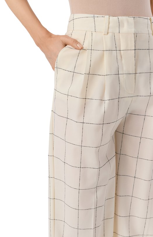 Шерстяные брюки Erika Cavallini P6SM04 Кремовый  P6SM04 Фото 5