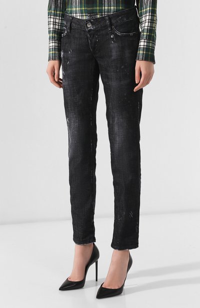 Джинсы с потертостями DSQUARED2 черного цвета по цене 27200 руб., арт. S72LB0226/S30357, фото 3 Джинсы с потертостями DSQUARED2, арт. S72LB0226/S30357, фото 3