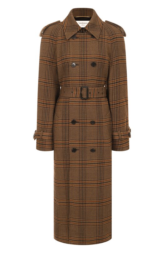 Шерстяное пальто Saint Laurent 831610/Y9I70 Коричневый 831610/Y9I70