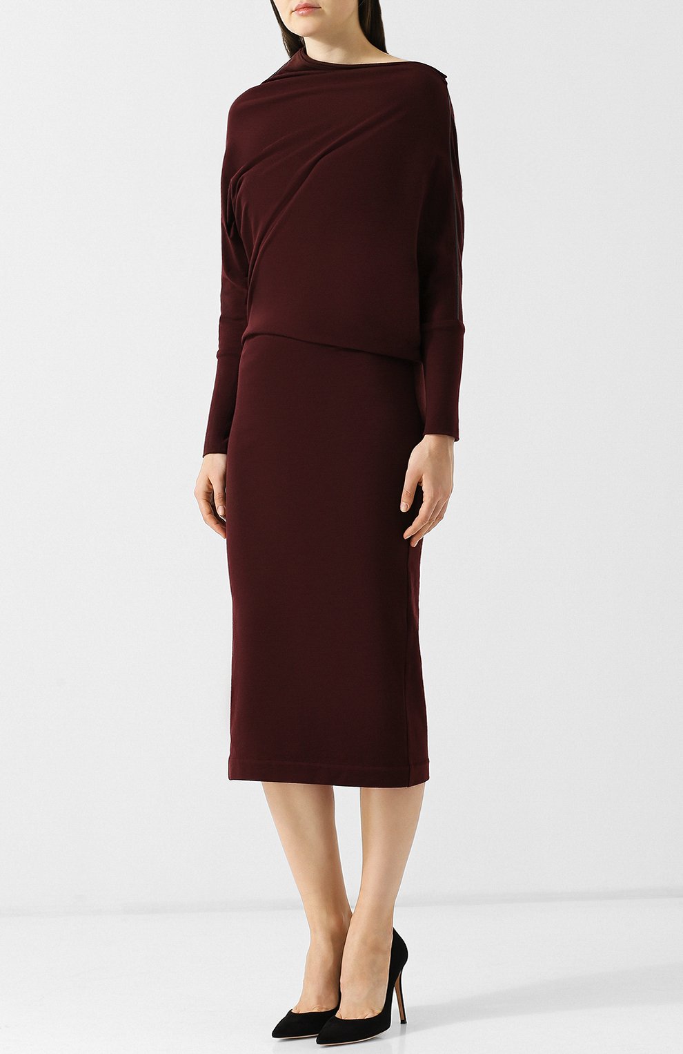Однотонное платье-миди из шерсти BRUNELLO CUCINELLI, арт. M0R25A4381, фото 3