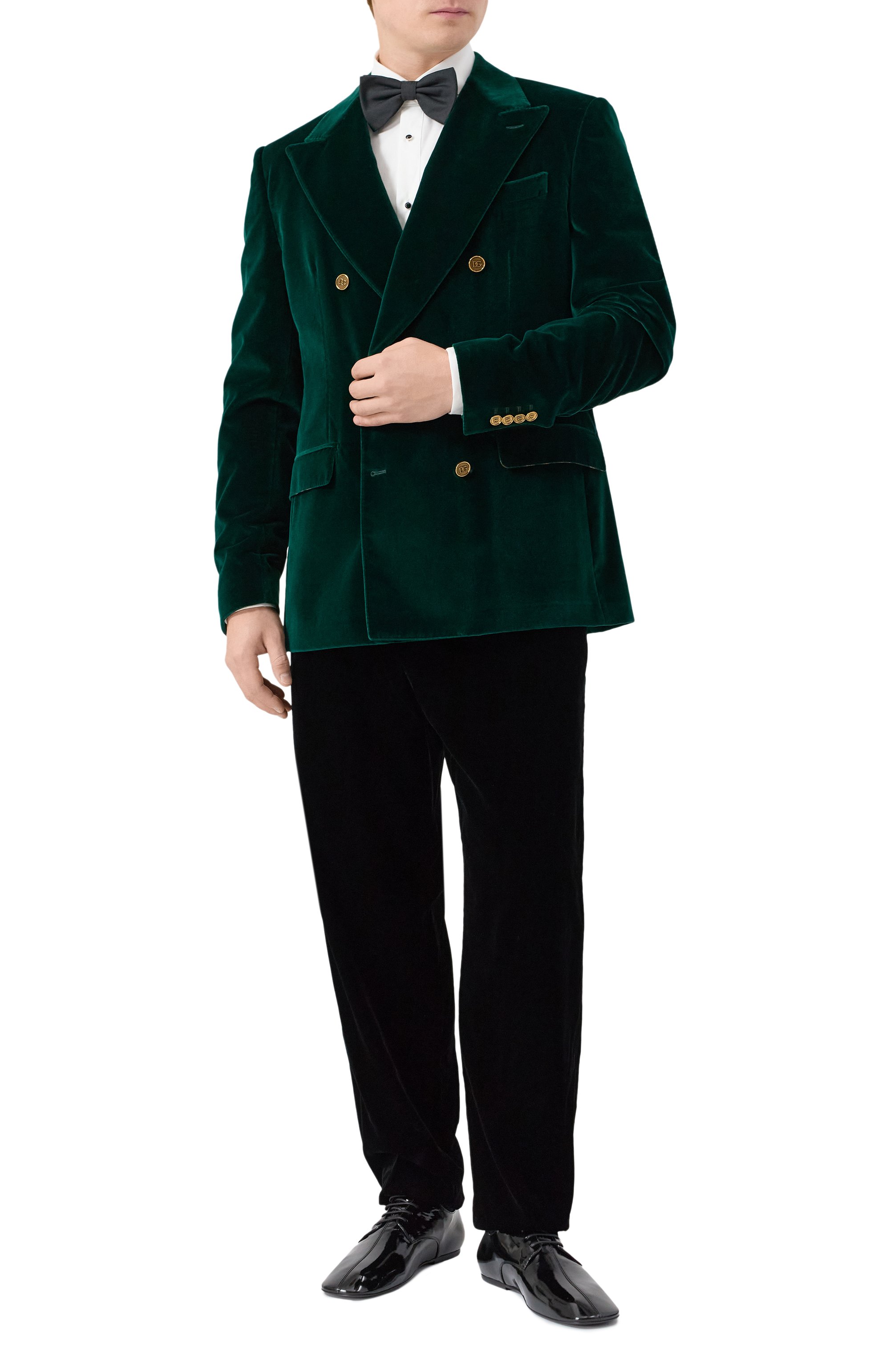 Бархатный пиджак DOLCE & GABBANA темно-зеленого цвета по цене 385500 руб., арт. G2TV8T/FUVKR, фото 2 Бархатный пиджак DOLCE & GABBANA, арт. G2TV8T/FUVKR, фото 2