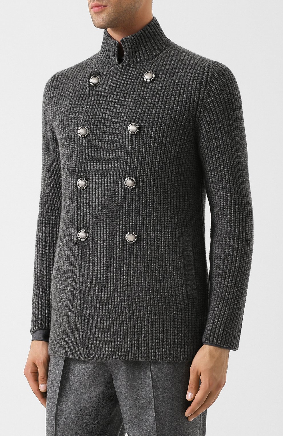 Двубортный кардиган из кашемира на пуговицах с воротником-стойкой BRUNELLO CUCINELLI, арт. M2255501, фото 3