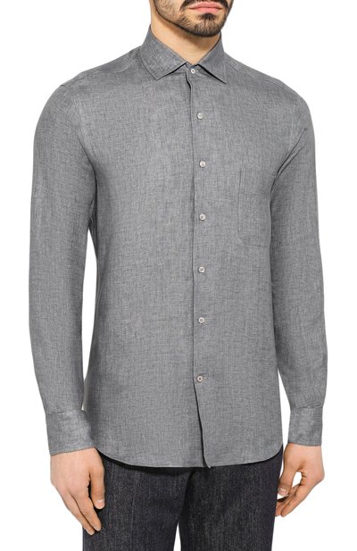 Льняная рубашка LORO PIANA серого цвета по цене 47500 руб., арт. FAF2545, фото 3 Льняная рубашка LORO PIANA, арт. FAF2545, фото 3