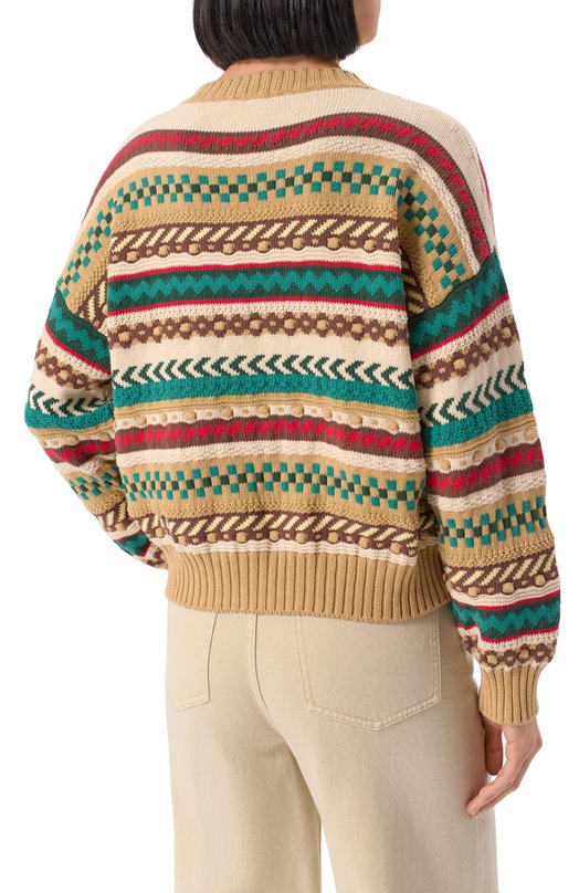Хлопковый свитер Weekend Max Mara N0VARA Бежевый  N0VARA Фото 4